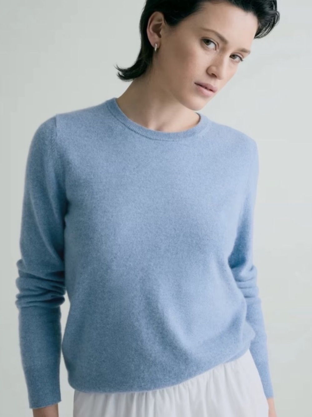 Quince Cashmere Crewneck Sweater Faded Denim Soft Blue Size Small